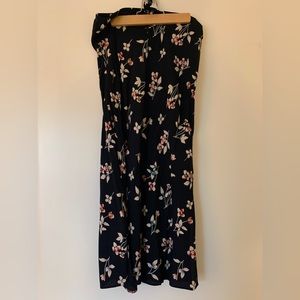 Madewell black floral drawstring midi skirt size 8